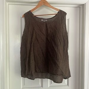 Flax Women's Dark Brown Linen Tank Top